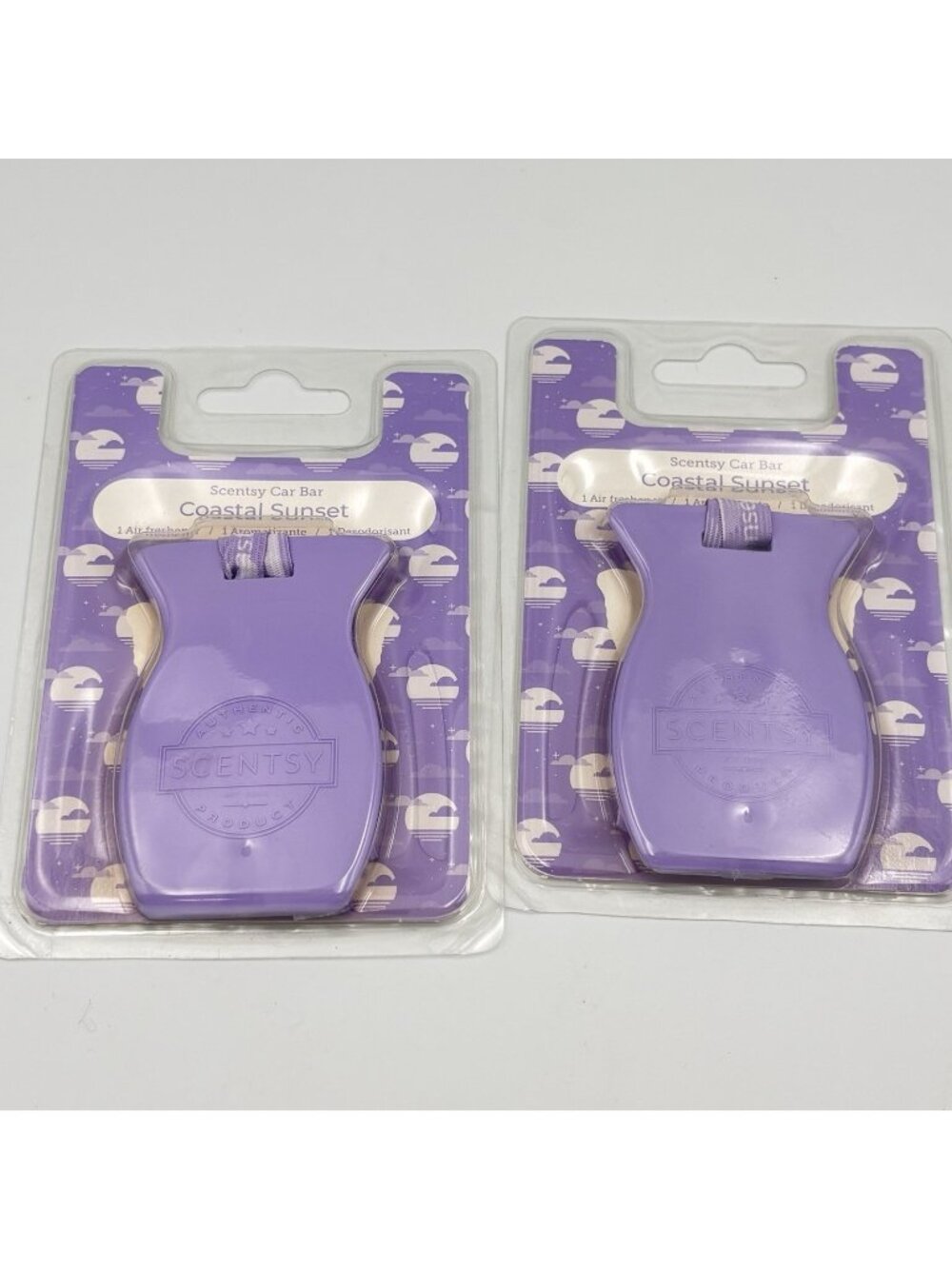 2 Pack Scentsy Car Bars Coastal Sunset Air Freshener Blue Summer Coconut Amber